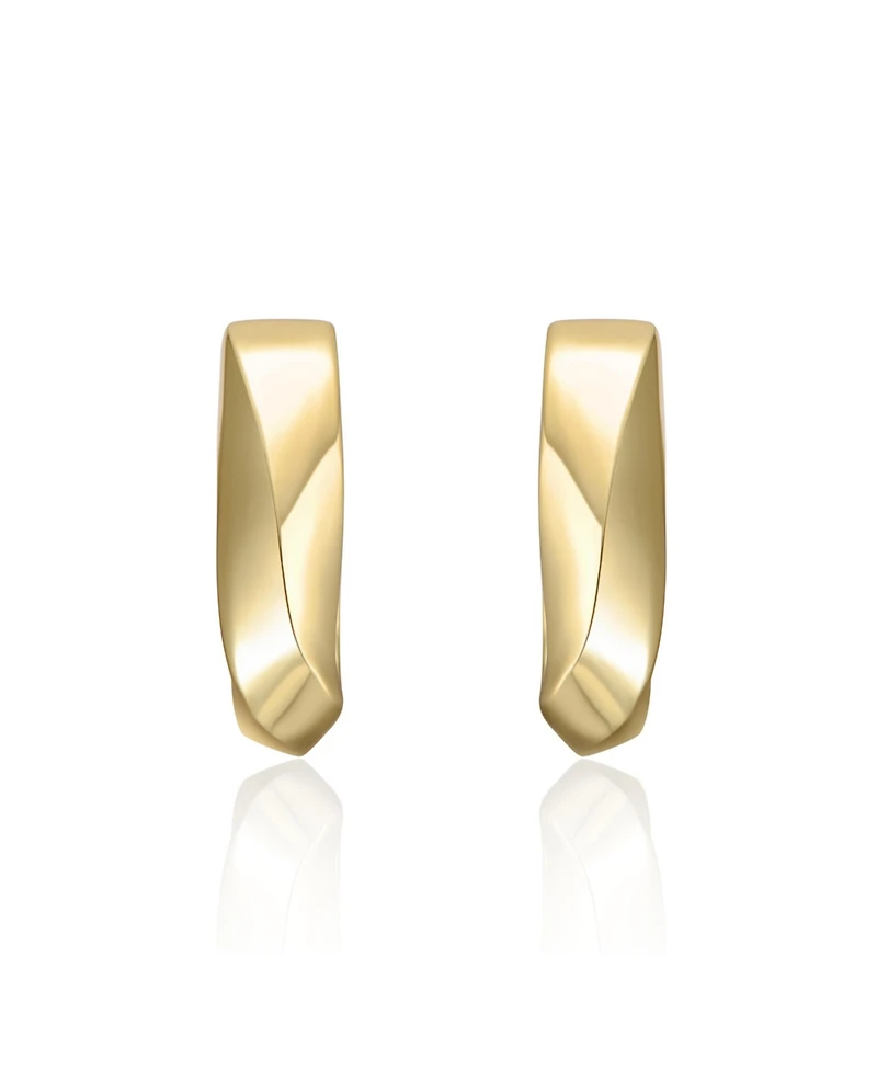 Geometric Rectangle Mini Hoop Earrings White Gold Plated or 14K