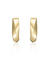 Geometric Rectangle Mini Hoop Earrings White Gold Plated or 14K