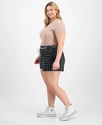 Derek Heart Trendy Plus Striped Rope-Belt Shorts