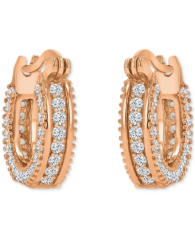 Cubic Zirconia Huggie Hoop Earrings in Sterling Silver