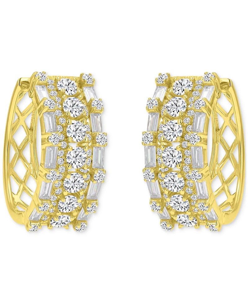 Oval Puffy Hoop Earrings 14K Gold over Sterling Silver