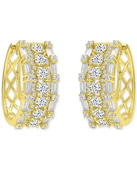 Oval Puffy Hoop Earrings 14K Gold over Sterling Silver