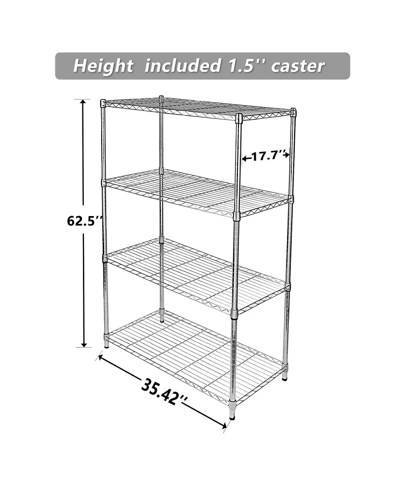 Heught Adjustable Simple Deluxe 4-Tier Heavy Duty Storage Shelving Unit