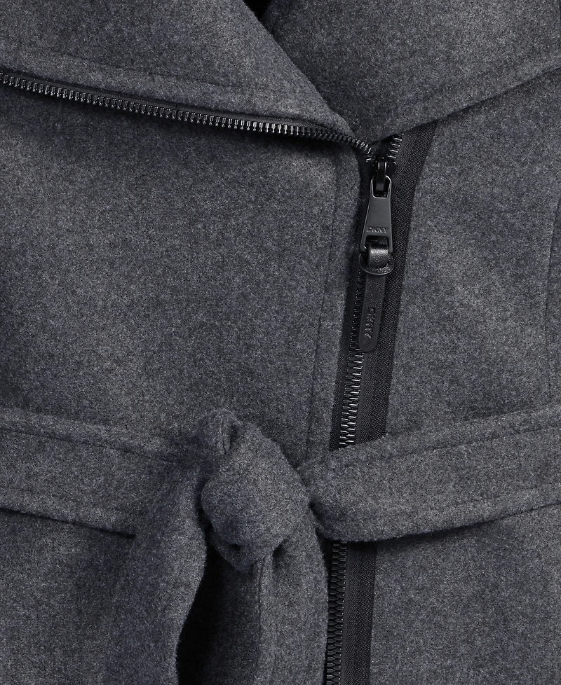 Dkny Women's Asymmetric Front-Zip Belted Coat, Exclusively at Macy's