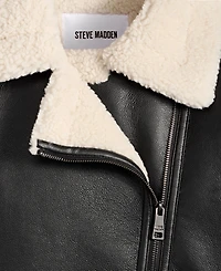 Steve Madden Women's Asymmetric Faux-Shearling Coat