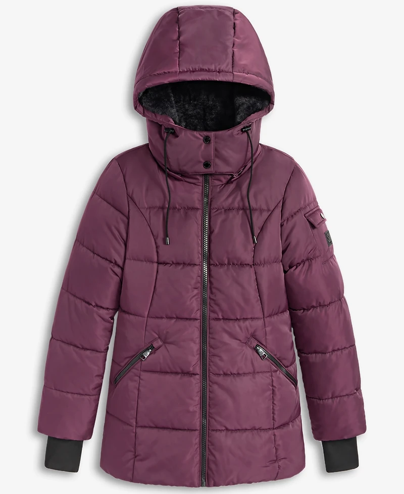 Steve Madden Women's Faux-Fur-Trim Hooded Puffer Coat
