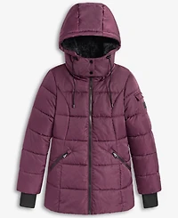 Steve Madden Women's Faux-Fur-Trim Hooded Puffer Coat