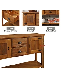 Streamdale Retro Style Solid Wood Sideboard with Drawers & Cabinets