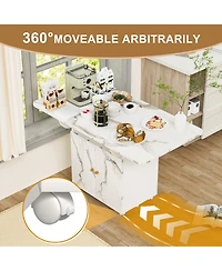Streamdale Folding Dining Table with Storage and Cabinet, Multipurpose Space Saver