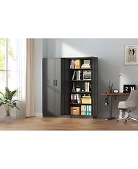 Streamdale 72" Black Metal Garage Storage Cabinet with 4 Shelves and Doors