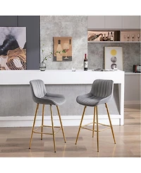 Streamdale Velvet Bar Stools, Golden Leg