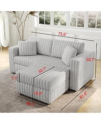 Streamdale 75.6" Modular Sofa w/ Lift & Ottoman. Light Gray.