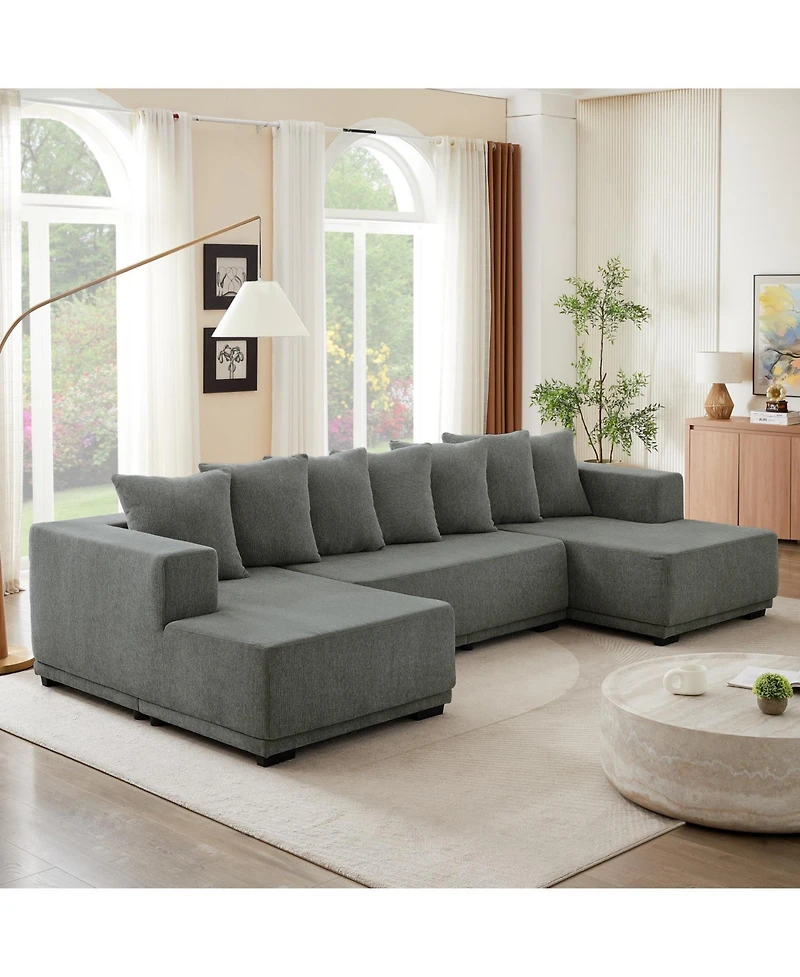 Streamdale Chenille U-Shaped Sectional Sofa, Luxury Cloud Couch