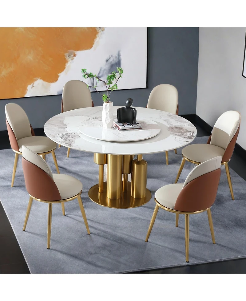 Streamdale Furniture Modern Dining Chairs with Gold Legs (Set of 2)
