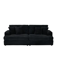 Streamdale 79" Black Corduroy Sofa with 4 Pillows