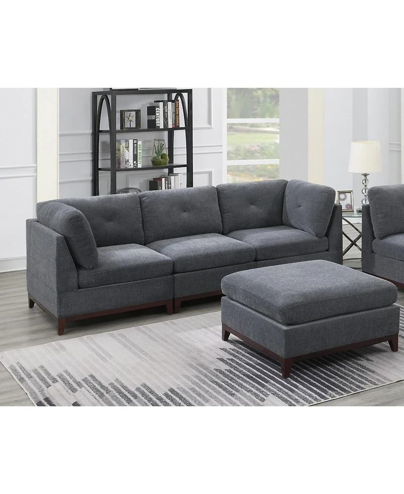 Streamdale 6 Piece Modular Sofa Set in Ash Grey Chenille Fabric