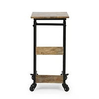 Streamdale Furniture Artisan Handcrafted Modern Industrial Mango Wood C-Shape End Table