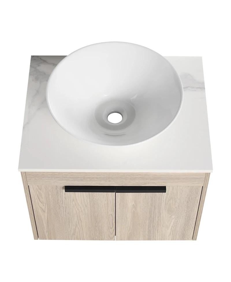 Streamdale 24" Modern Design Float Bathroom Vanity With Ceramic Basin Set