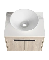 Streamdale 24" Modern Design Float Bathroom Vanity With Ceramic Basin Set