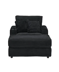 Streamdale Corduroy Armchair & Ottoman Set with Cup Holder