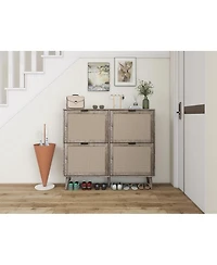 4 Door Shoe Rack, Freestanding Modern Shoe Storage Cabinet, for Entryway