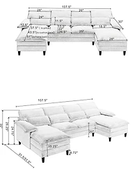 Streamdale U-Shaped Modular Sofa with Chaise Lounge, Brown