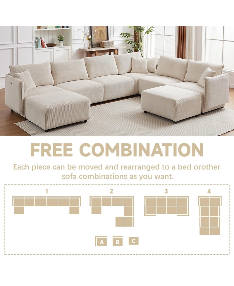 Streamdale Furniture Versatile Modern Modular Sofa with Corduroy Upholstery and Customizable Combinations