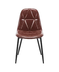 Streamdale Faux Leather Upholstered Dining Chairs with Metal Legs, Set of 2 (Brown)