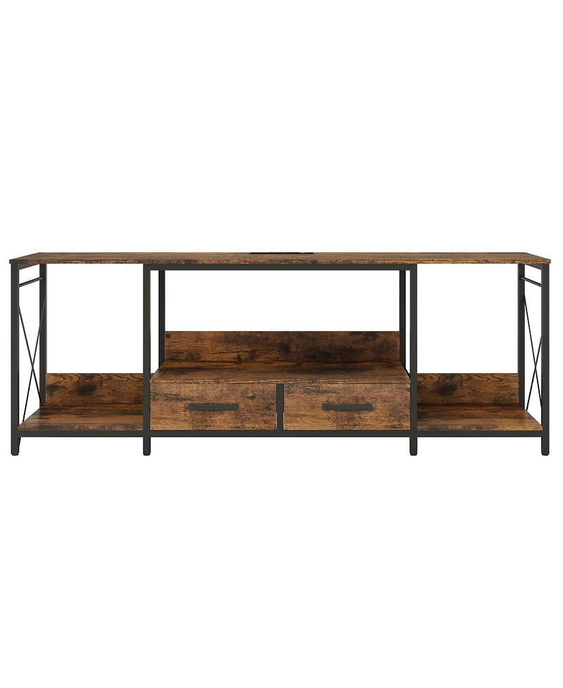 Streamdale Sleek Tv Stand with Led Lights, Fabric Drawers, and Storage Shelves