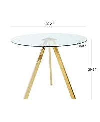 Streamdale 39.2" Round Glass Dining Table with Gold Metal Legs