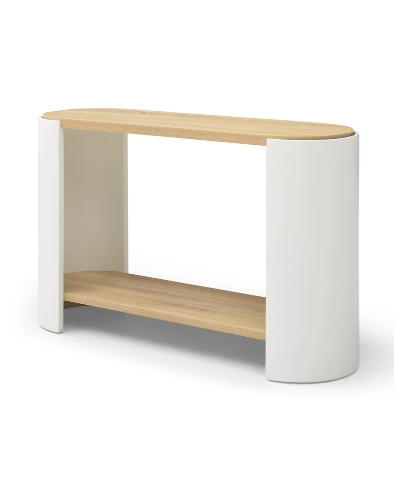 Streamdale 2-Layer Storage Nightstand Table (Natural and White)