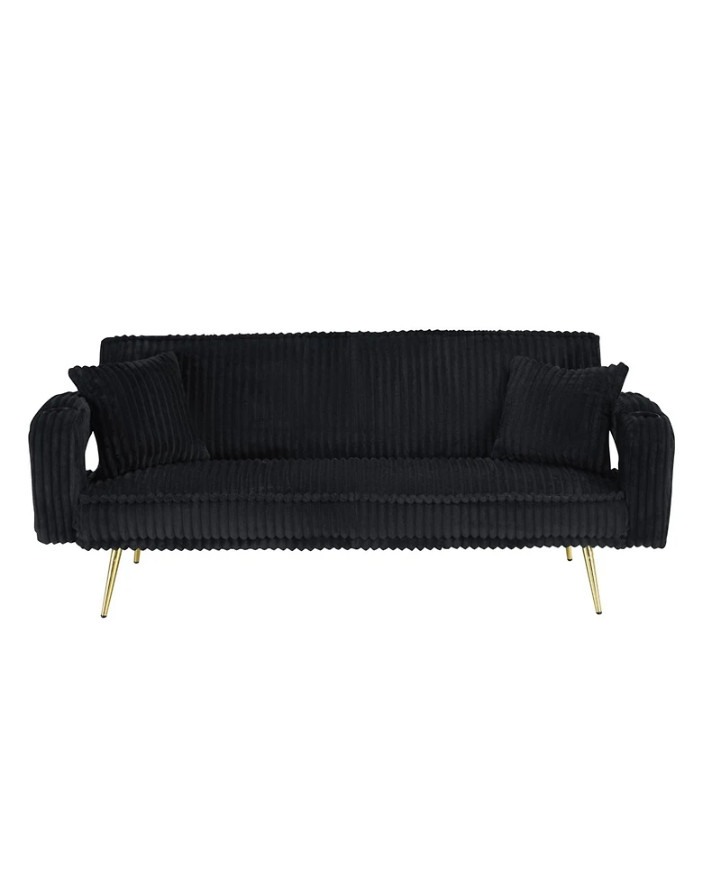 Streamdale White Corduroy Sofa with Pillows - Minimalist Living Room/Study