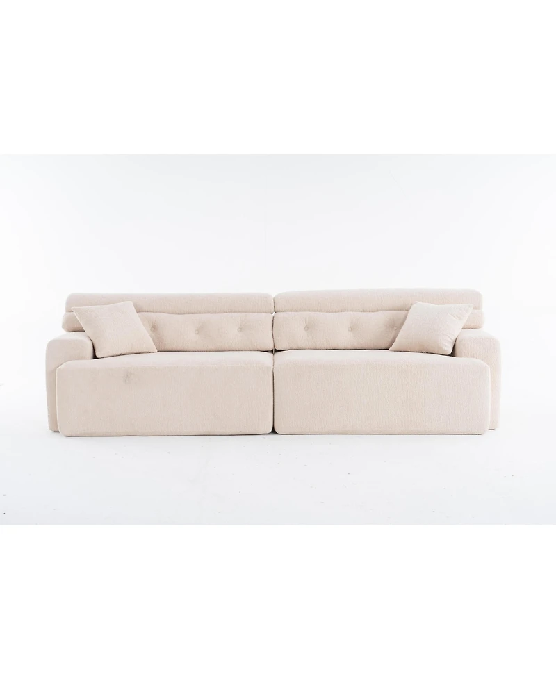 Streamdale Apricot Chenille 4-Seater Compression Sofa with Pillows