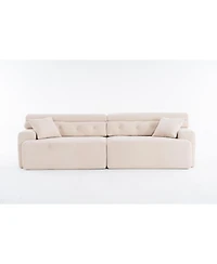 Streamdale Apricot Chenille 4-Seater Compression Sofa with Pillows