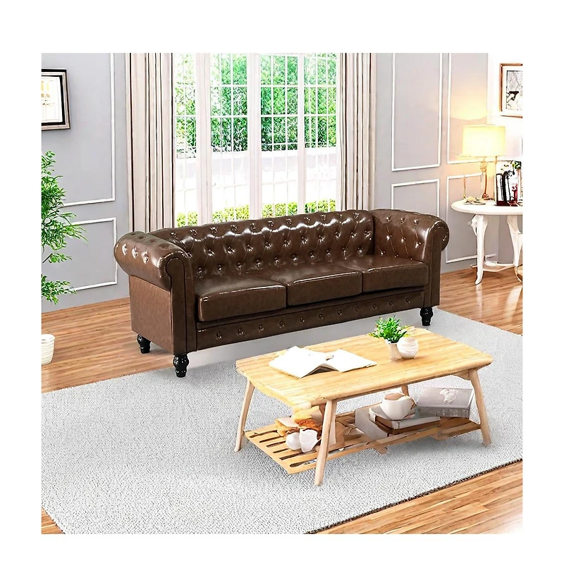 Streamdale 3-Seat Modern Chesterfield Sofa with Button Tufting for Living Rooms