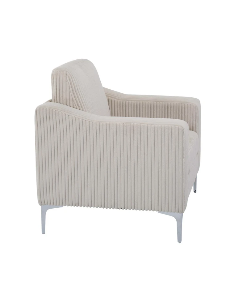 Beige Corduroy Convertible Sectional Sofa
