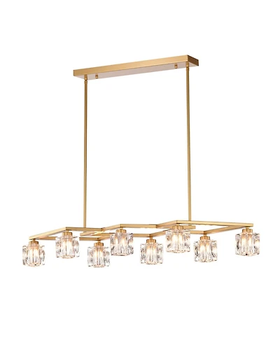 Streamdale 8-Light Crystal Chandelier with Matte Gold Finish, Ideal for Dining Rooms and Various Other Spaces
