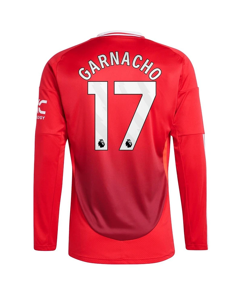 Adidas Men's Alejandro Garnacho Red Manchester United 2024/25 Home Long Sleeve Replica Player Jersey