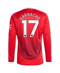Adidas Men's Alejandro Garnacho Red Manchester United 2024/25 Home Long Sleeve Replica Player Jersey