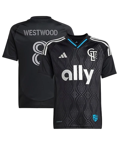 Adidas Big Boys and Girls Ashley Westwood Black Charlotte Fc 2025 Fortress Kit Replica Player Jersey