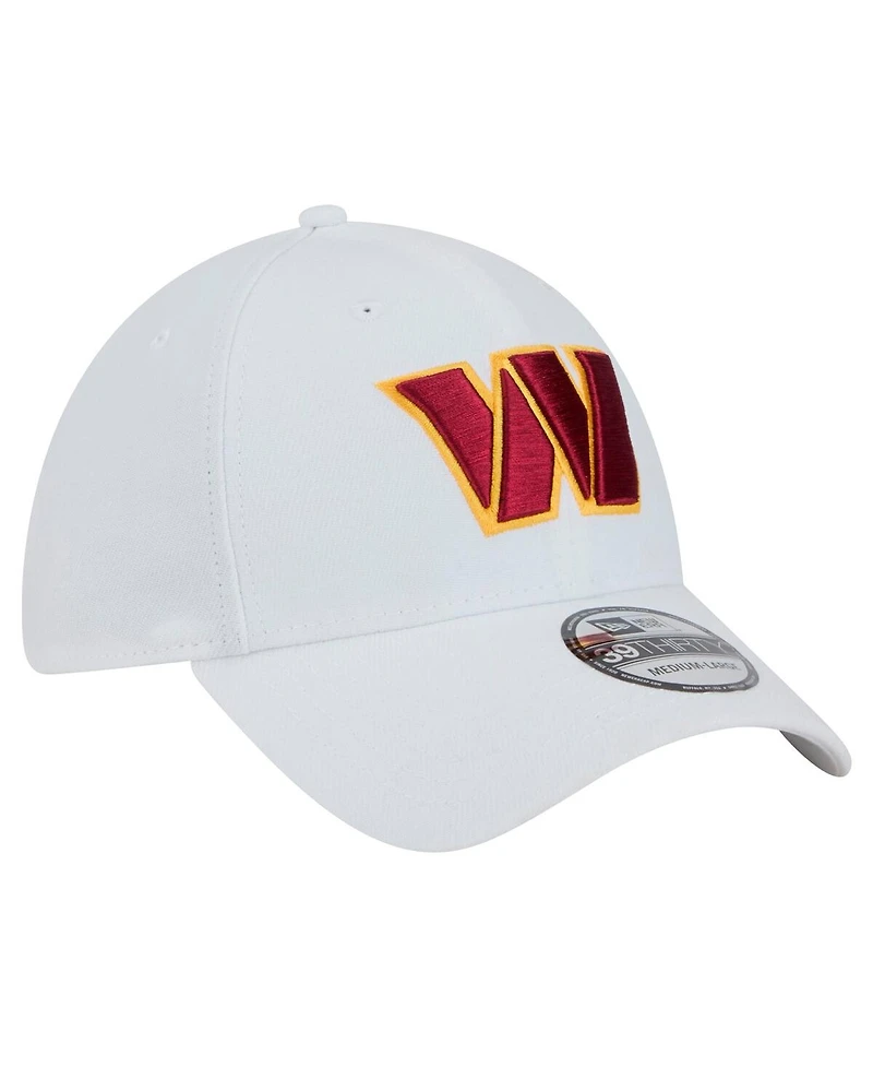 New Era Men's White Washington Commanders Main 39THIRTY Flex Hat