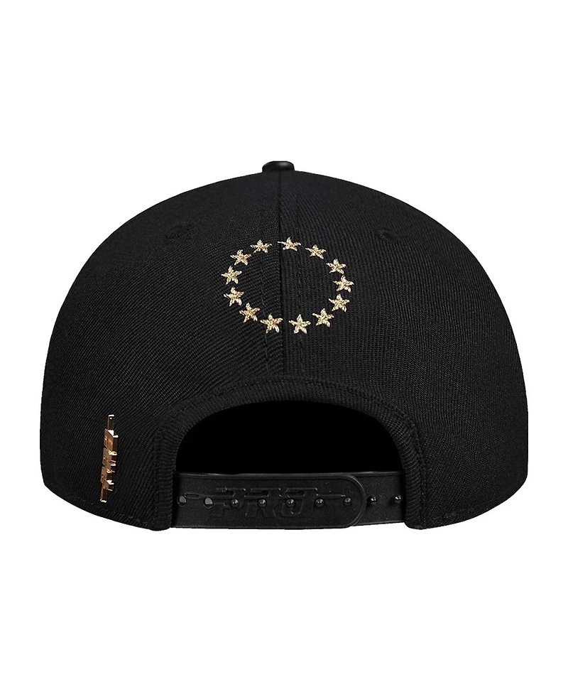 Pro Standard Men's Black Philadelphia 76ers Metallic Logo Pinch Front Adjustable Hat