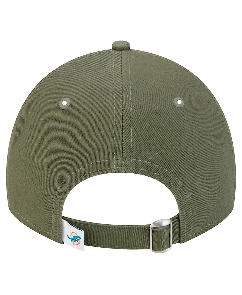 New Era Men's Olive Miami Dolphins Main 9TWENTY Adjustable Hat