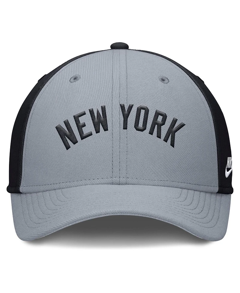 Nike Men's Gray/Navy New York Yankees Rise Swoosh Performance Flex Hat
