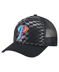 New Era Men's Black Philadelphia Phillies Gradient 9FORTY A-Frame M-Crown Trucker Adjustable Hat