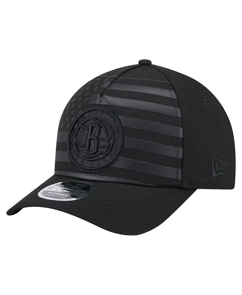New Era Men's Black Brooklyn Nets Game Day Flag A-Frame 9FORTY Adjustable Hat
