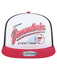 New Era Men's White/Red Arizona Diamondbacks Retro Script Trucker 9FIFTY Snapback Hat