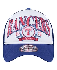 New Era Men's White/Royal Texas Rangers Trucker A-Frame 9FORTY Adjustable Hat
