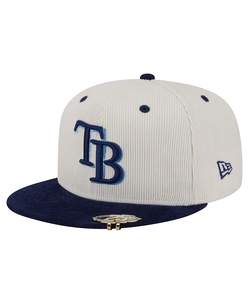 New Era Men's Cream/Navy Tampa Bay Rays Two-Tone Corduroy 59FIFTY Fitted Hat