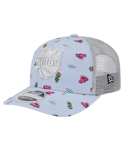 New Era Men's Light Blue/Gray Sacramento Kings Adventure Aloha Pattern 9SEVENTY Stretch-Snap Hat